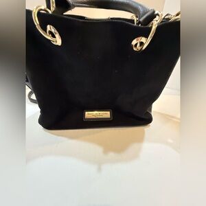 Andrew Marc/Marc New York Small Crossbody Black Bag W/Gold Accents Exude Luxury